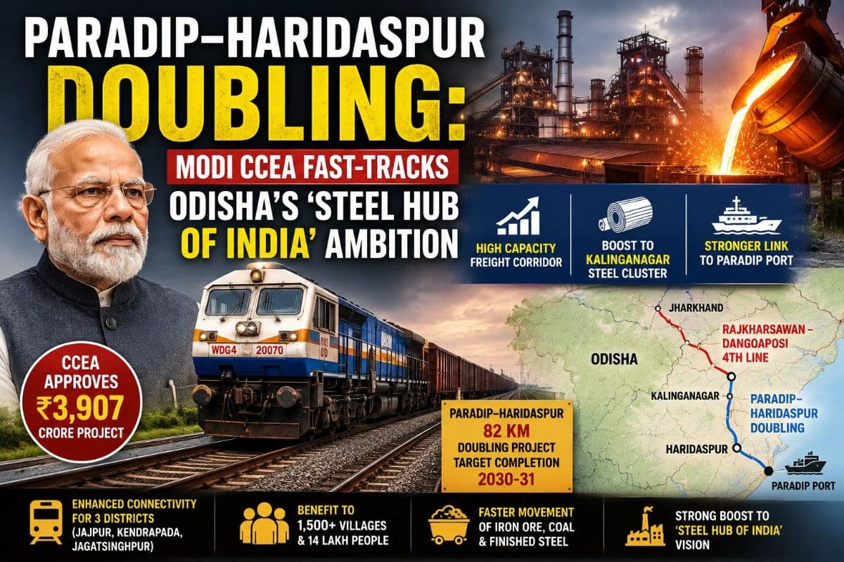 Paradip–Haridaspur Doubling: Modi CCEA Fast-Tracks Odisha’s ‘Steel Hub of India’ Ambition| Special Report