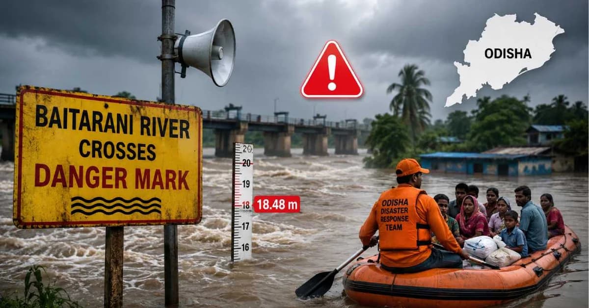 Baitarani River Crosses Danger Mark in Bhadrak