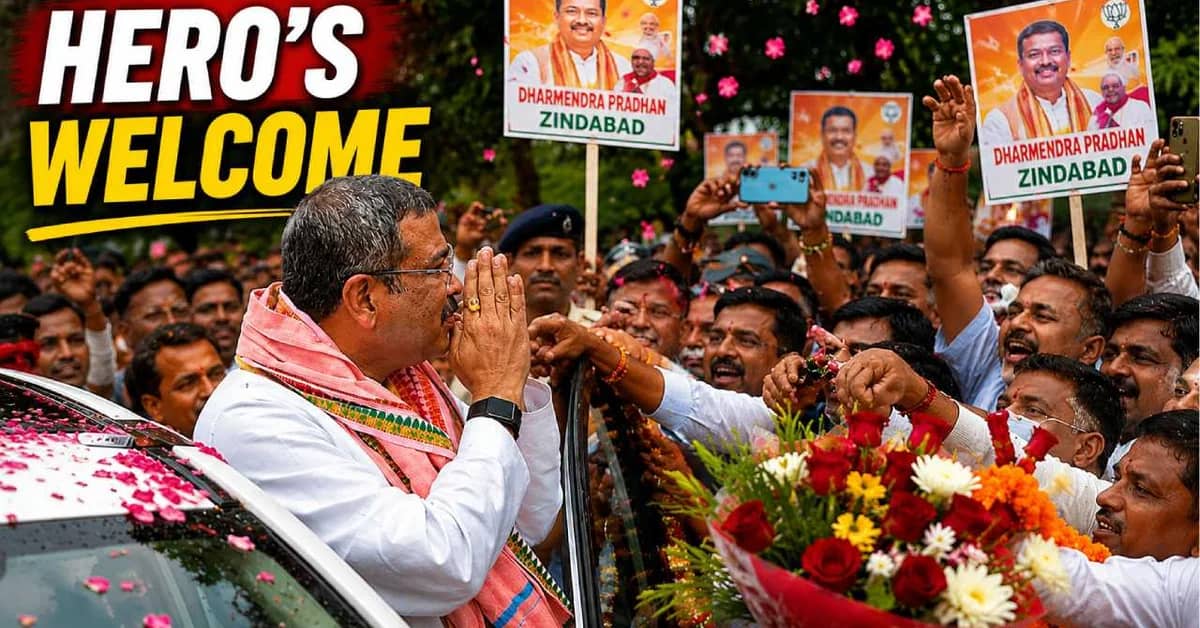 Dharmendra Pradhan Receives Grand Welcome in Odisha