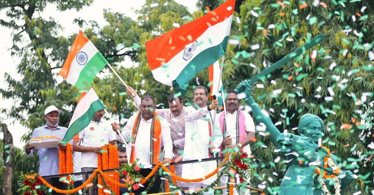 Dharmendra Pradhan Leads 'Har Ghar Tiranga' Rally in Sambalpur