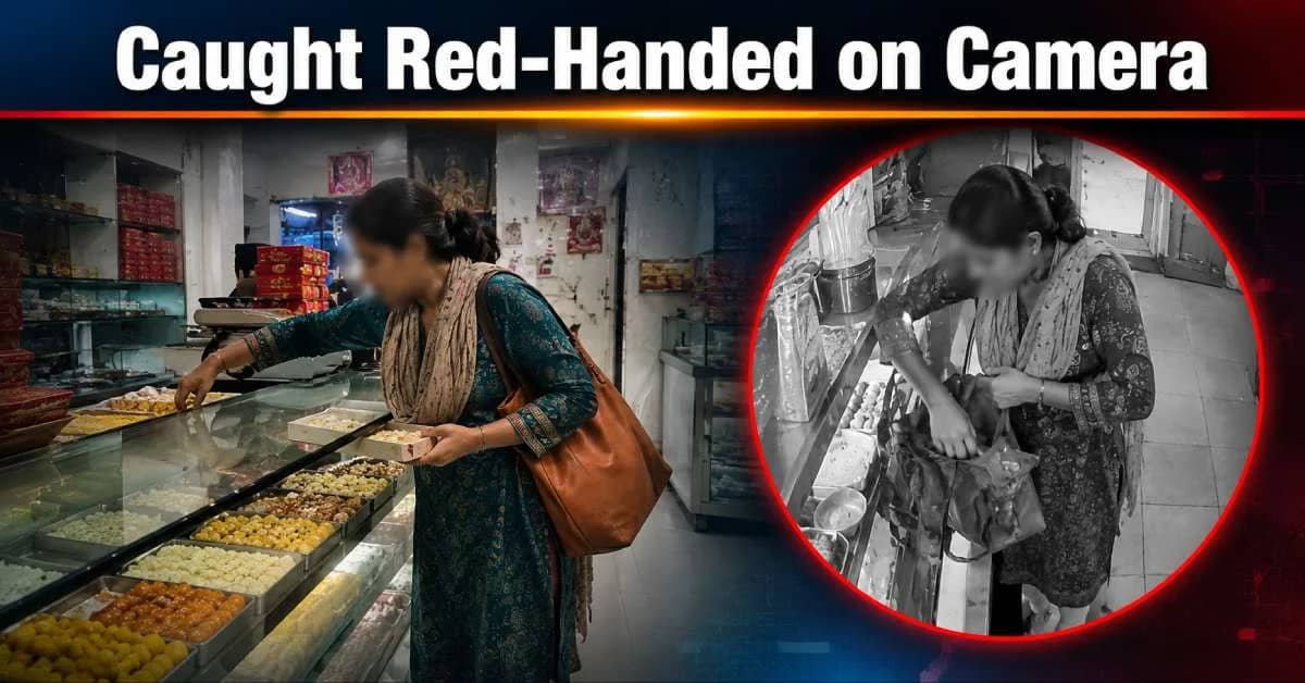 CCTV Exposes Woman’s Sweet Shop Theft in Bhubaneswar