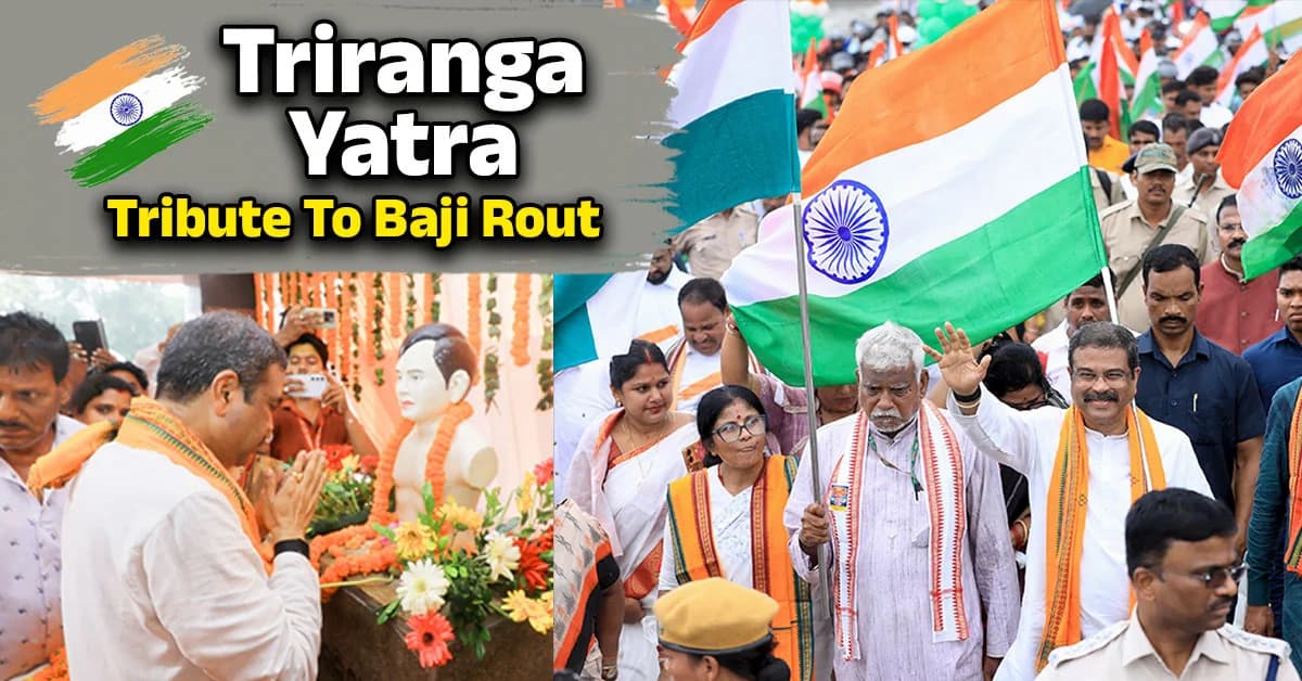 Dharmendra Pradhan Leads Tiranga Yatra in Dhenkanal, Pays Tribute to Baji Rout