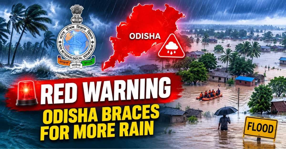 Fresh Low Pressure Area Develops, IMD Issues Red Warning of Heavy Rainfall in Odisha
