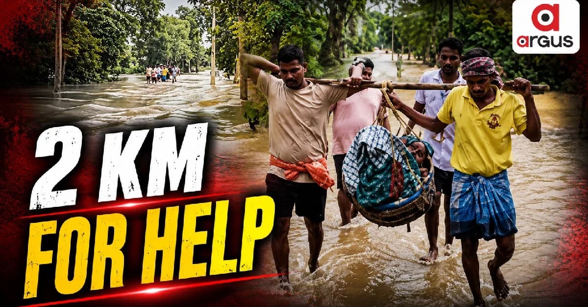 Woman Carried 2 Km On Cot As Ambulance Unable To Reach Flood-Hit Village In Jajpur's Bari