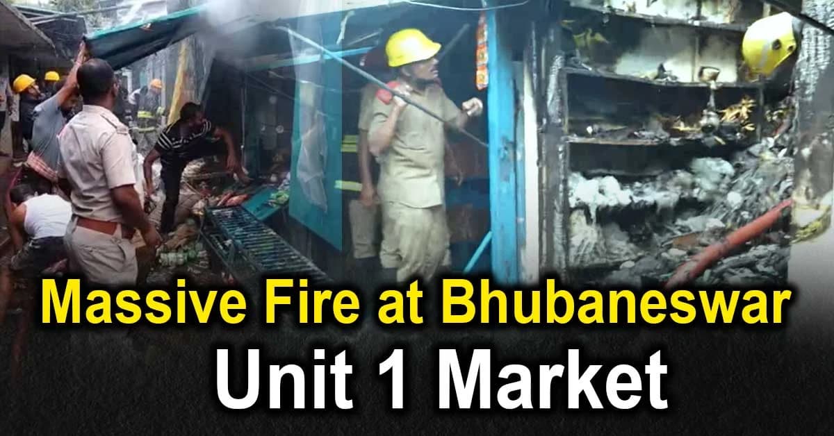 Massive Fire Guts Two Shops at Unit‑1 Market in Bhubaneswar; Property Worth Lakhs Destroyed