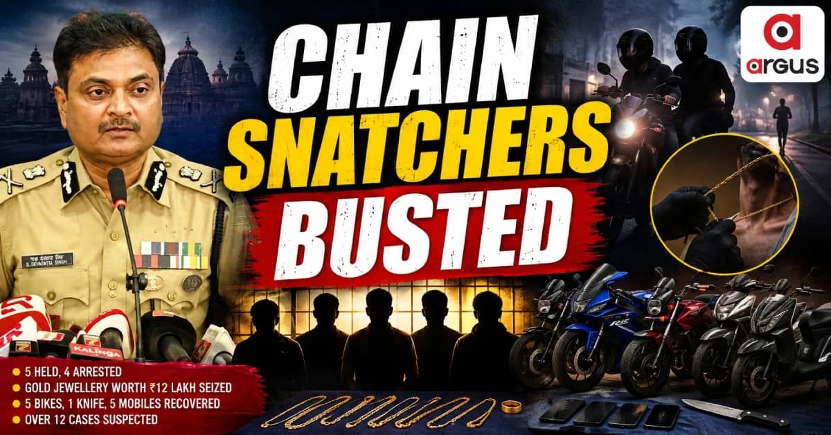 Commissionerate Police Busts Gold Chain-Snatching Gang In Bhubaneswar, Juvenile Among Five Held