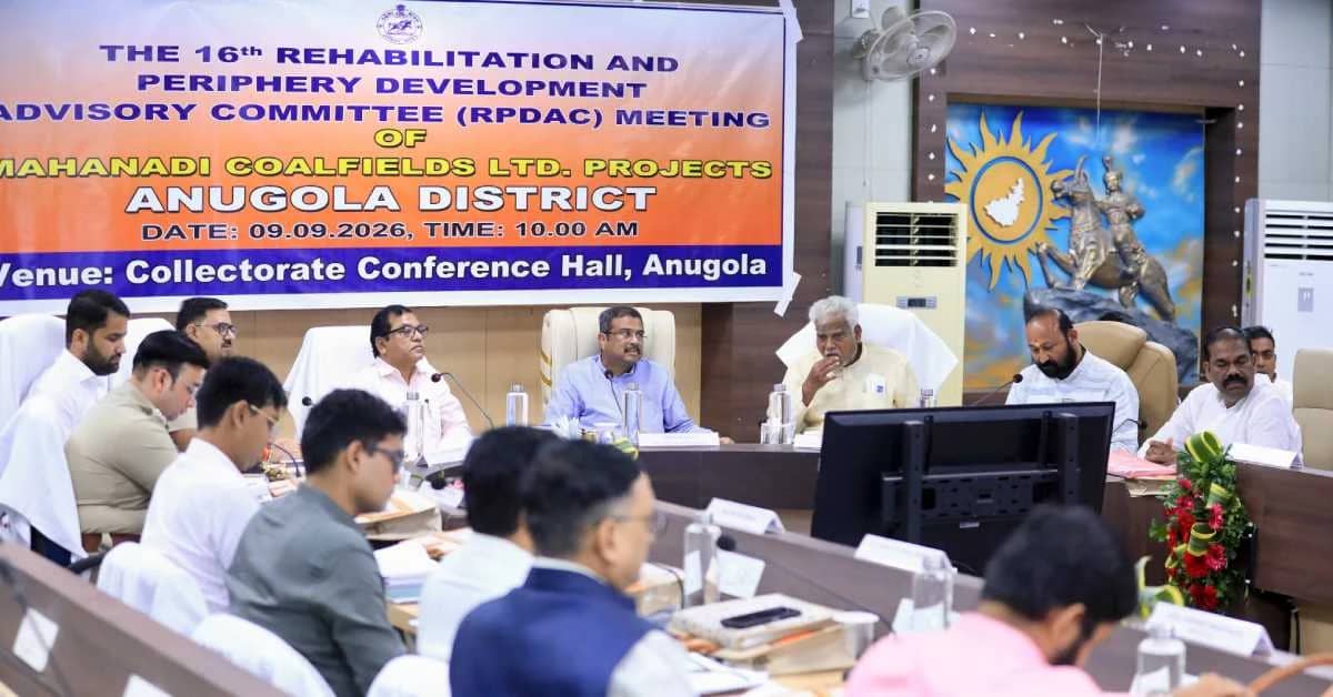 Dharmendra Pradhan Calls for Rehabilitation, Pollution Control at Anugola MCL RPDAC Meet