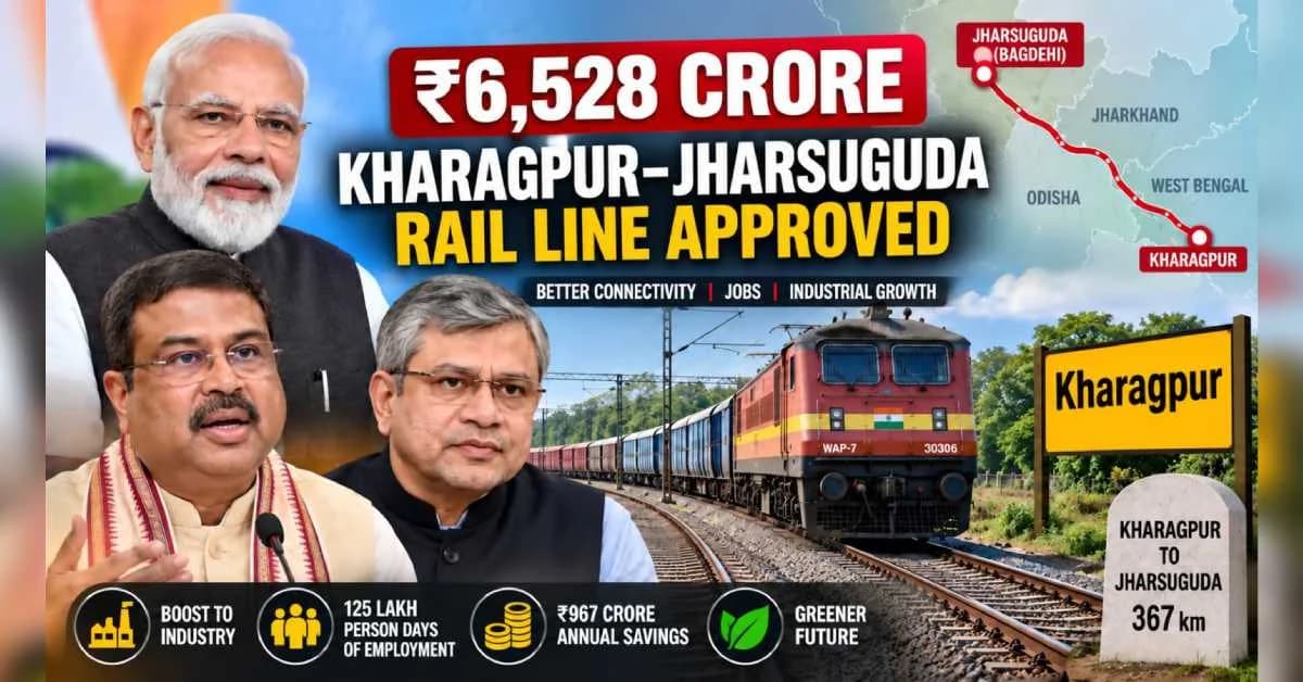 Dharmendra Pradhan Thanks PM Modi, Vaishnaw for Rs6,528‑Cr Kharagpur–Jharsuguda Rail Line