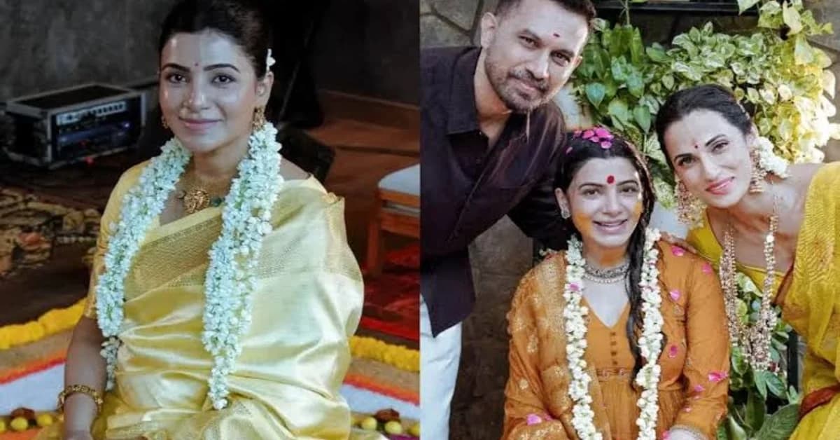 Samantha Ruth Prabhu Baby Shower: Actor Stuns in Butter-Yellow Kanjivaram Saree