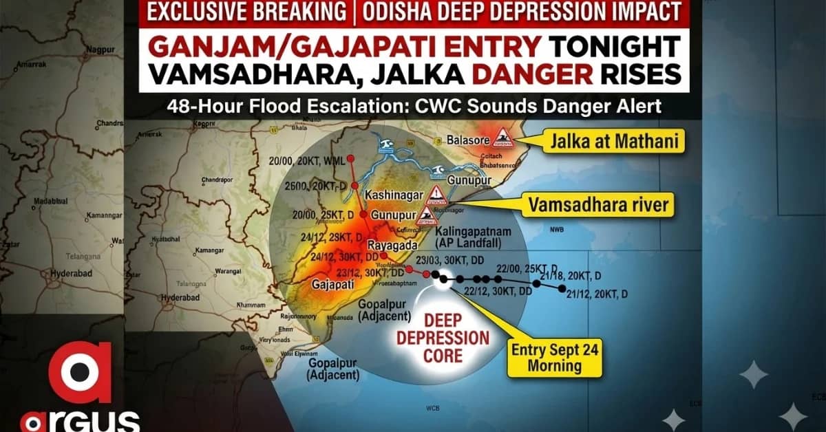 EXCLUSIVE| Odisha Entry Point Confirmed: Deep Depression May Track Over Paralakhemundi; Next 48 Hours Critical as CWC Forecasts Jalka & Severe Vamsadhara Floods