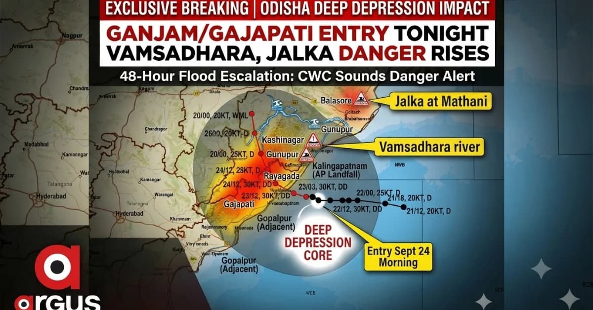 EXCLUSIVE| Odisha Entry Point Confirmed: Deep Depression May Track Over Paralakhemundi; Next 48 Hours Critical as CWC Forecasts Jalka & Severe Vamsadhara Floods