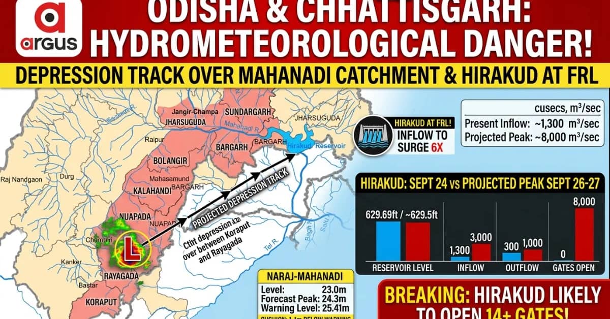 EXCLUSIVE | Deep Depression: Hirakud Dam May Be Forced to Open 14 Gates to Flush 2.8 Lakh Cusecs Inflow in next 48 hours!