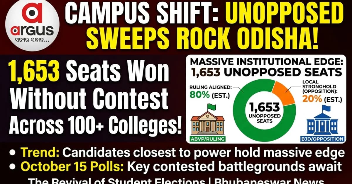 EXCLUSIVE| 1,653 Seats Won Unopposed: How Big-Ticket MLAs Are Shaping Odisha Student Union Election Battles