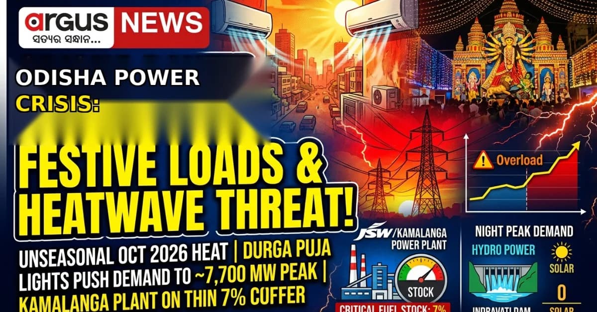 EXCLUSIVE| Odisha Power Crisis: Record October Heat Pushes Peak Demand to 7.1k MW; Durga Puja Demand To Test Grid as Kamalanga Plant Hits Critical 7% Coal Stock
