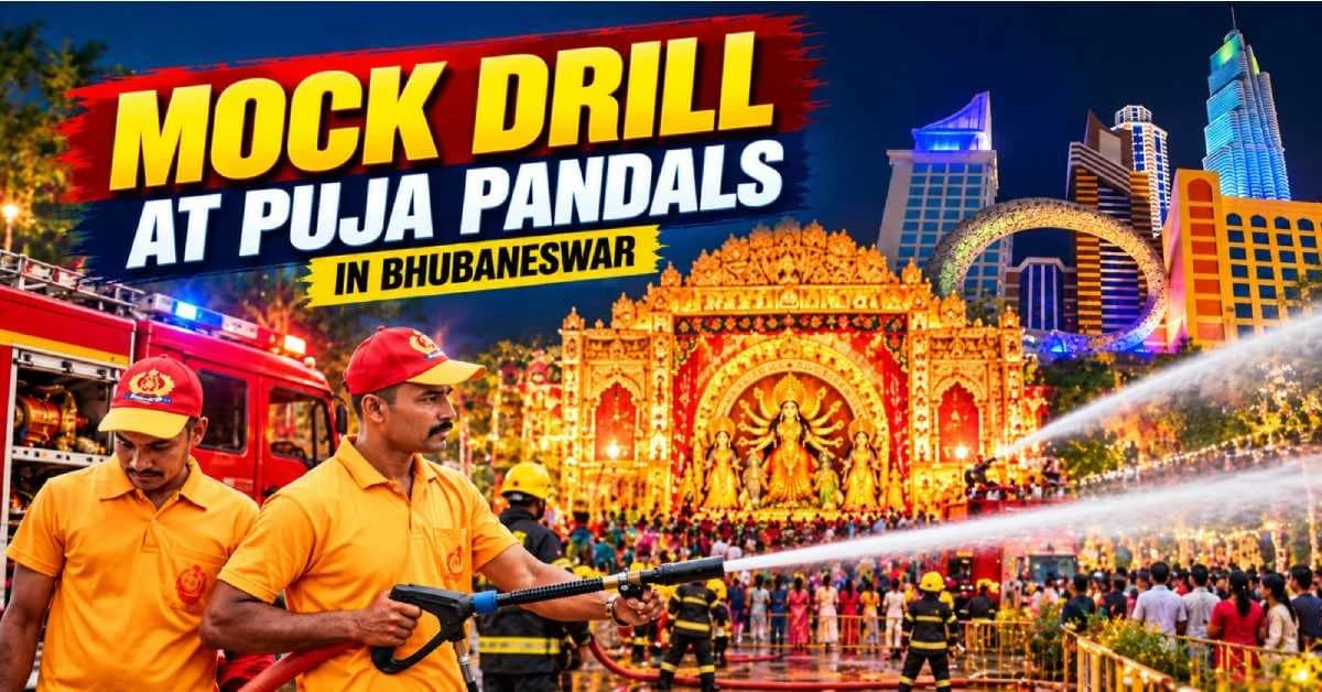Fire Dept Conducts Mock Drills at Puja Pandals Amid Dussehra Rush in Bhubaneswar