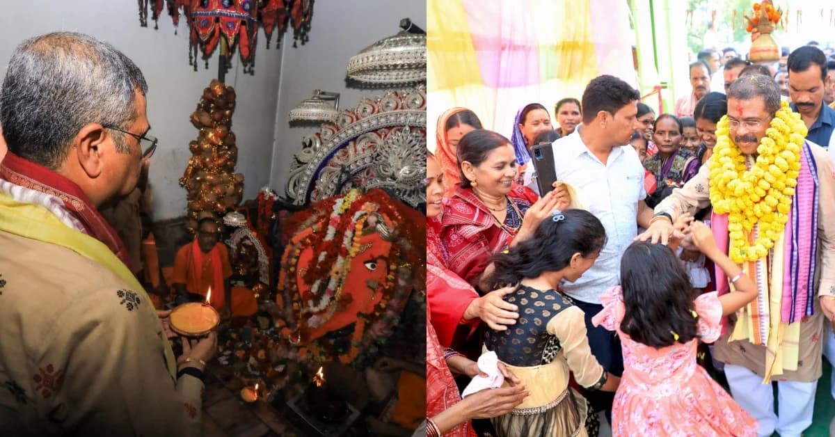 Dharmendra Pradhan Visits Temples and Durga Puja Pandals Across Sambalpur on Maha Navami