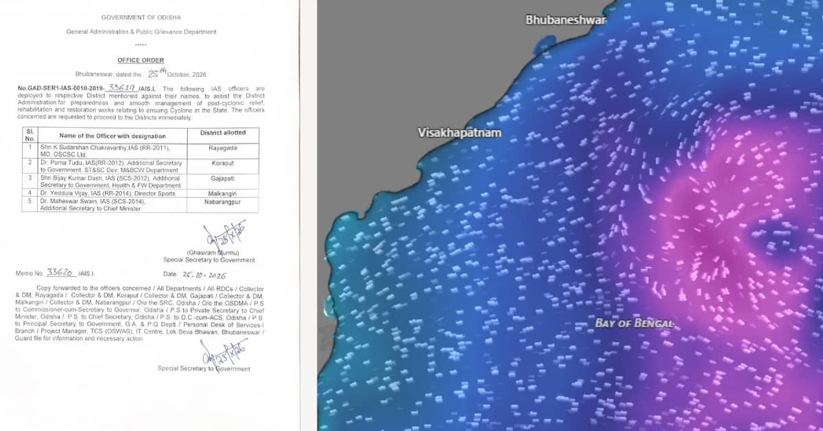 Odisha Govt Deploys Five IAS Officers to Oversee Cyclone Preparedness and Relief