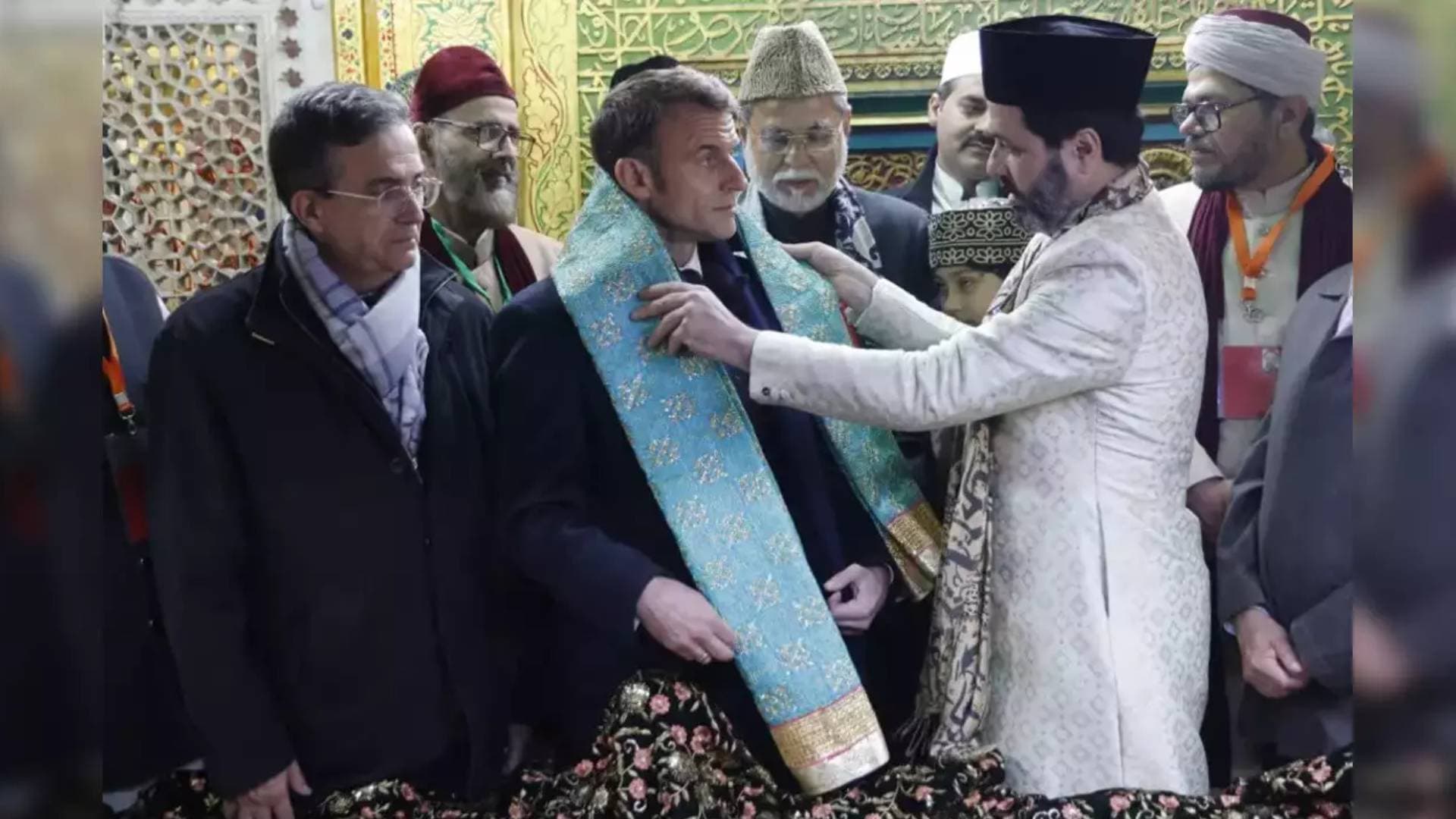 French President Emmanuel Macron Visits Hazrat Nizamuddin Aulia Dargah In Delhi