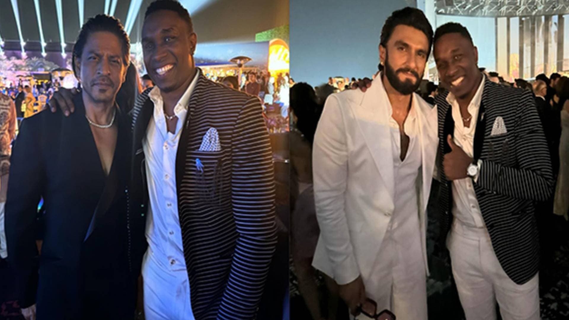 SRK, Ranveer Singh Pose With Dwayne Bravo At Anant Ambani, Radhika Merchant's Pre-Wedding Bash