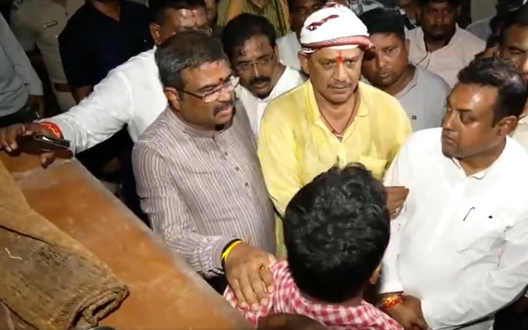 Union Minister Dharmendra Pradhan, Sambit Patra meet kin of deceased in Puri firecracker explosion