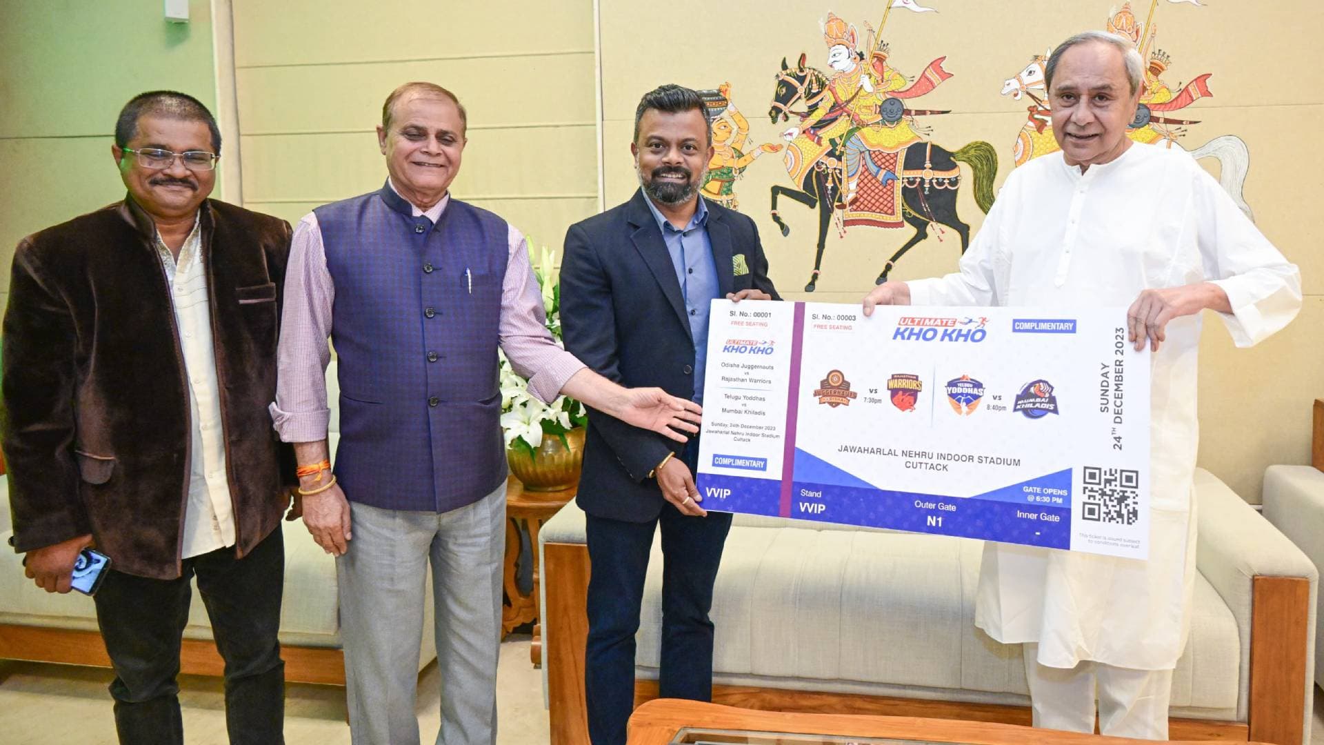 Odisha CM Presented The First Ticket Of Ultimate Kho Kho League Season 2