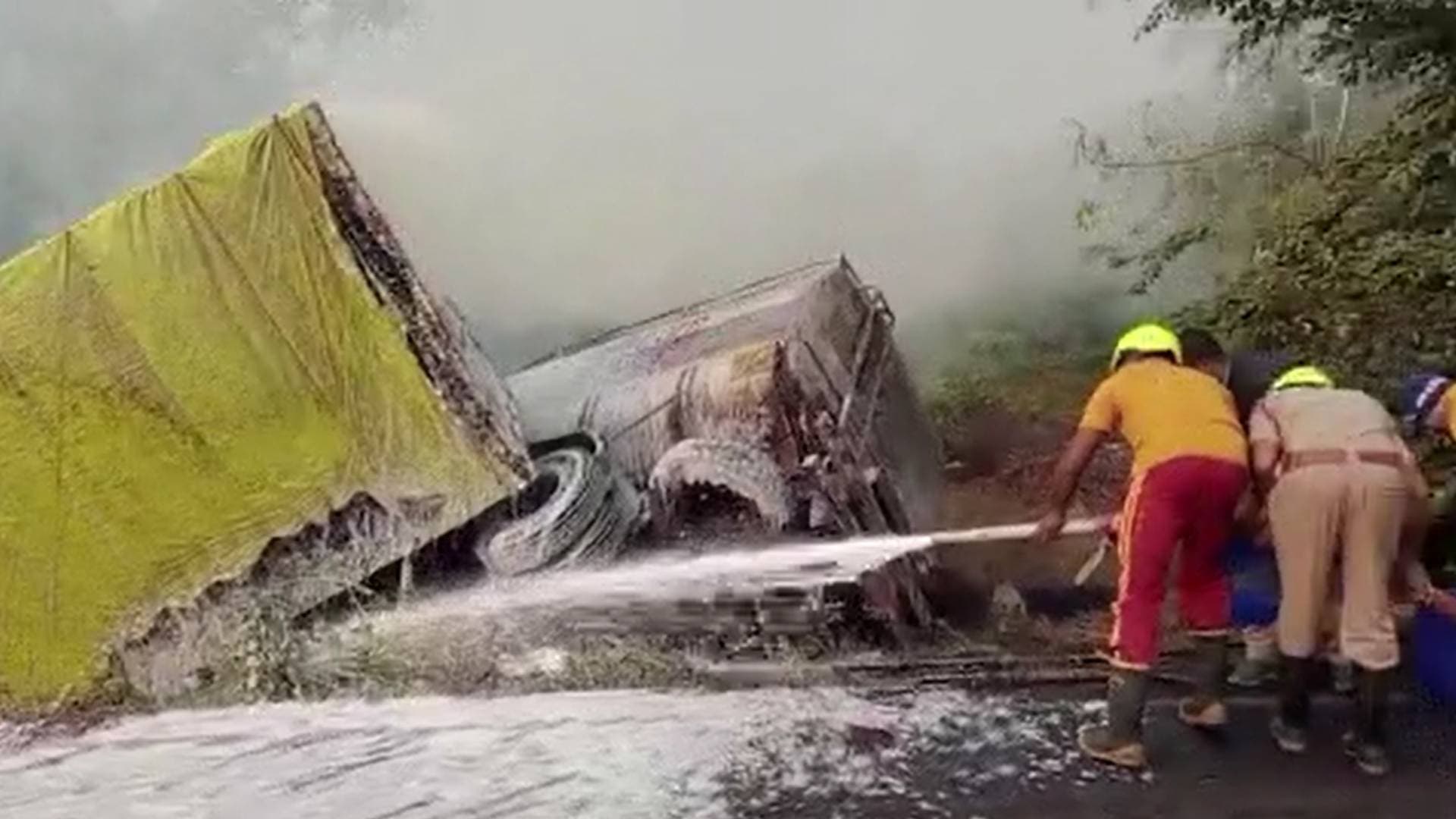 Truck Driver Burnt Alive After Road Accident In Mayurbhanj