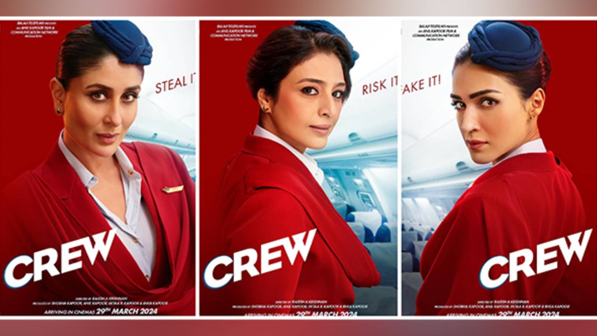 Tabu, Kareena, Kriti Take The Flight With New ‘Crew’ Posters