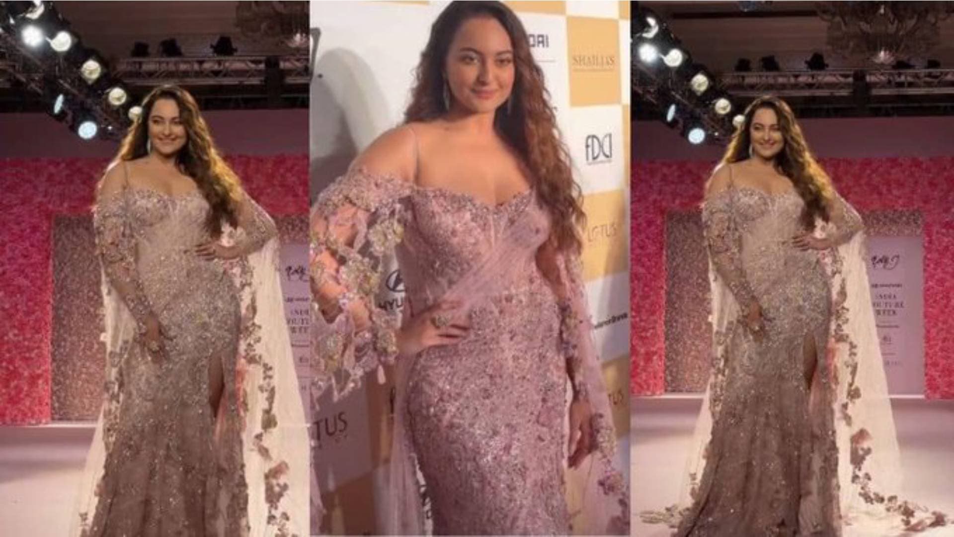 Sonakshi Sinha Casts A Spell At India Couture Week 2024 In Shimmery Pink Gown