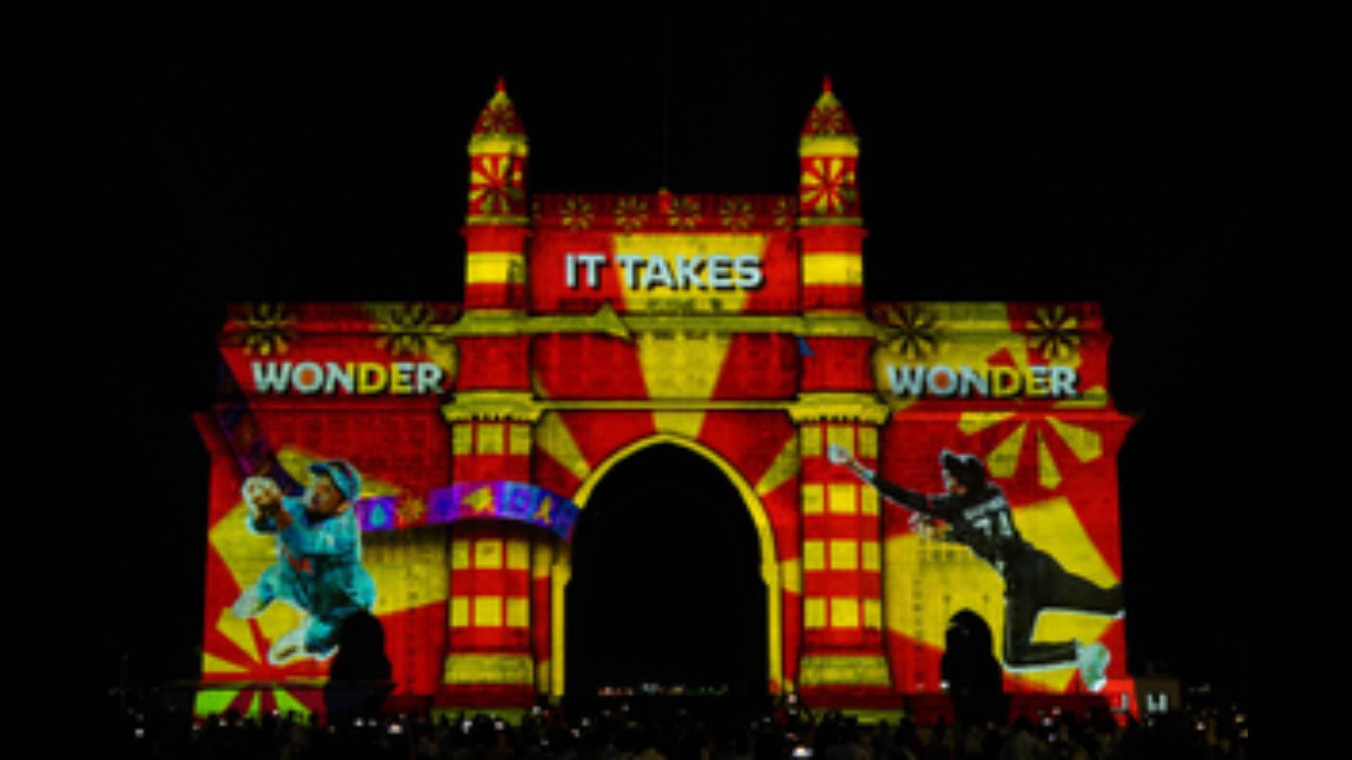 ICC, BCCI Showcase Special 3D Projection Of 2023 World Cup Moments On Gateway Of India