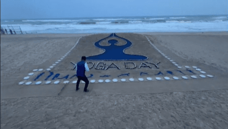 International Yoga Day 2024: Sudarsan Pattnaik Depicts Sand Art On Yoga At Puri Beach